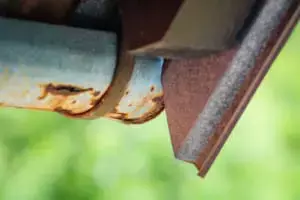 close up of rusty gutter