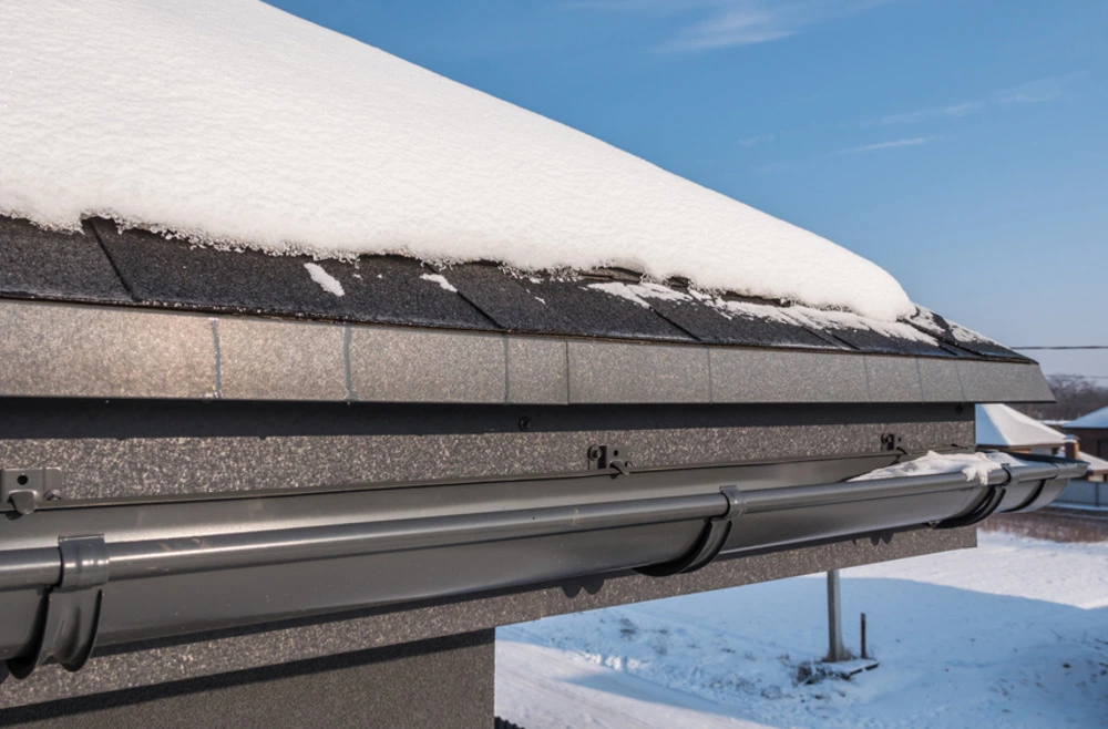 snowy roof and gutter